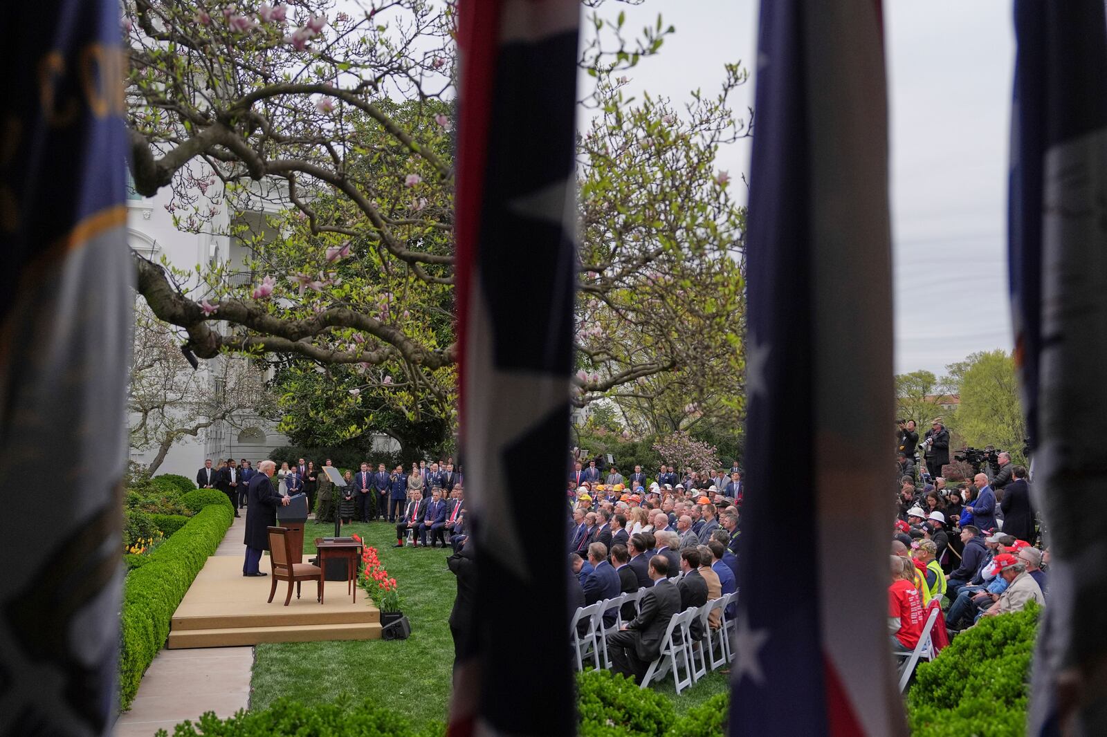 President Donald Trump speaks during an event to announce new tariffs in the Rose Garden of the White House, Wednesday, April 2, 2025, in Washington. (AP Photo/Evan Vucci)