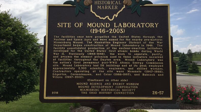 The Department of Energy and the Ohio History Connection were part of the unveiling Thursday at Mound Business Park in Miamisburg. CONTRIBUTED PHOTO