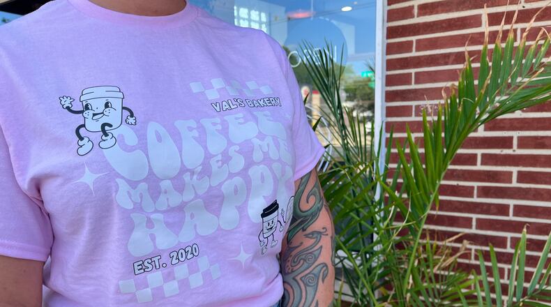 Val’s Bakery is located at 1120 Brown St. in Dayton. The coffee shop and bakery has new merch available for purchase. NATALIE JONES/STAFF