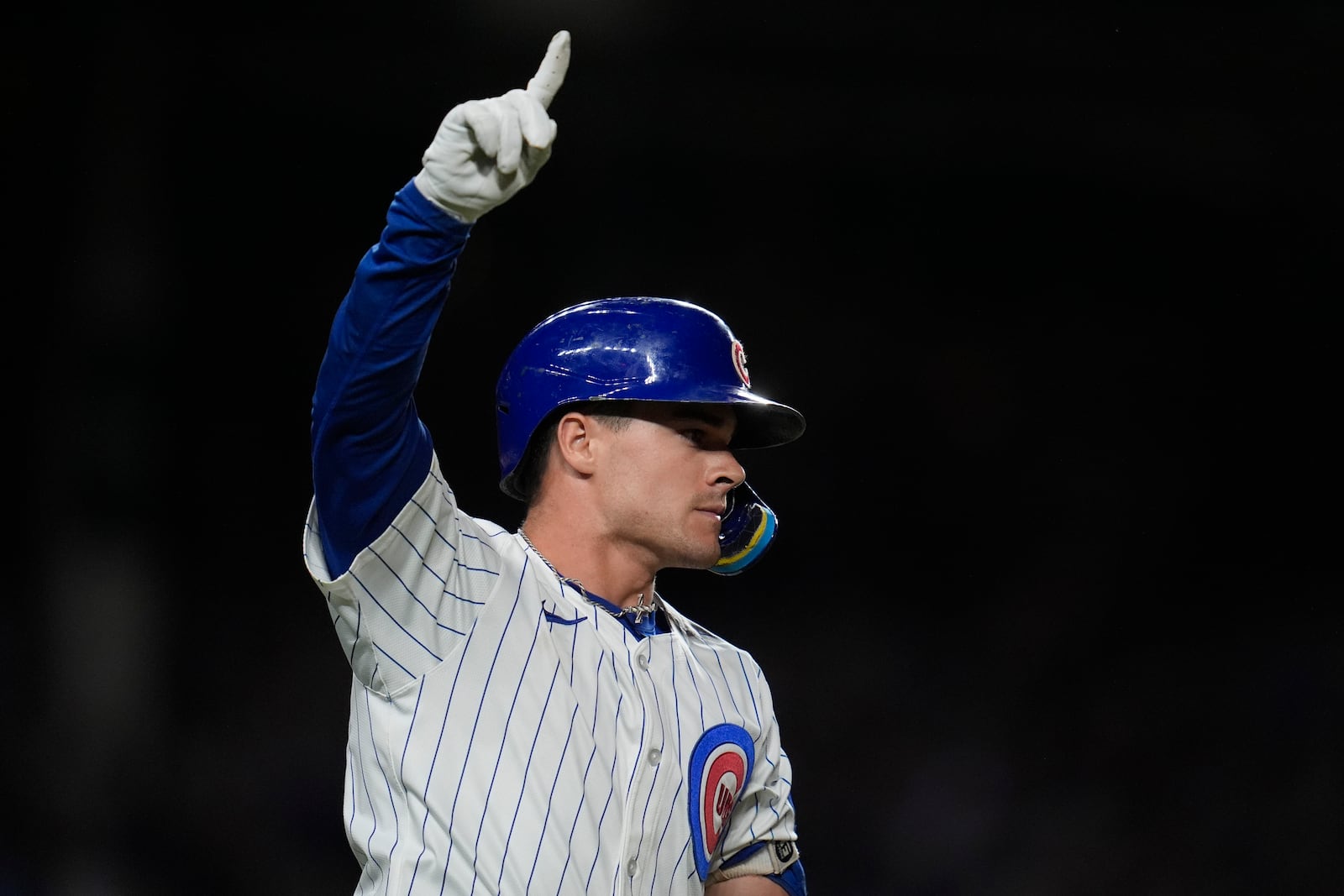 Chicago Cubs' Matt Shaw celebrates after hitting walkoff home run in the 10th inning of a baseball game to defeat the Cleveland Guardians, Thursday, July 3, 2025, in Chicago. (AP Photo/Erin Hooley)