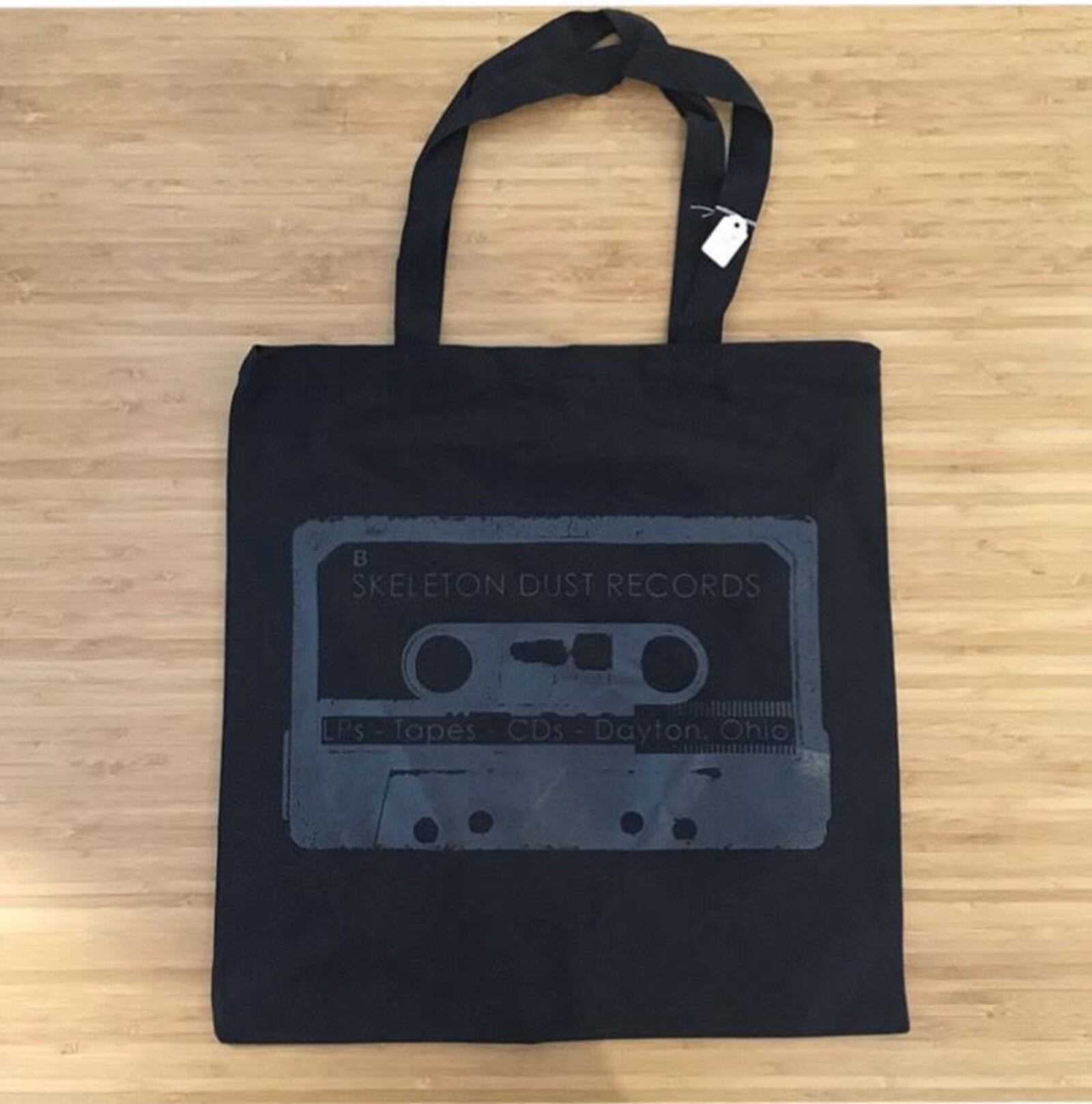 Tote bag available at Skeleton Dust Records, which just opened in downtown Dayton's Fire Blocks District. PHOTO / Tess Vella-Collette