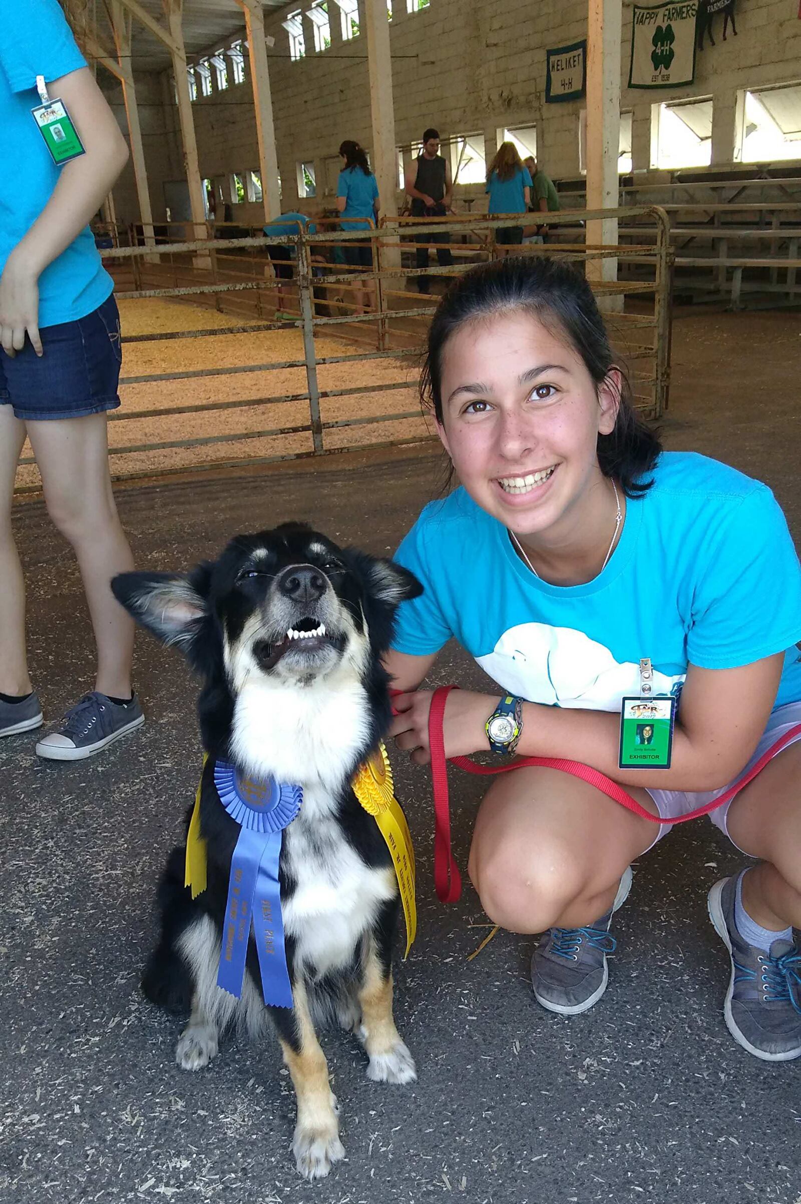 Schutte showing her dog Bella at the Montgomery County Fair in 2016.