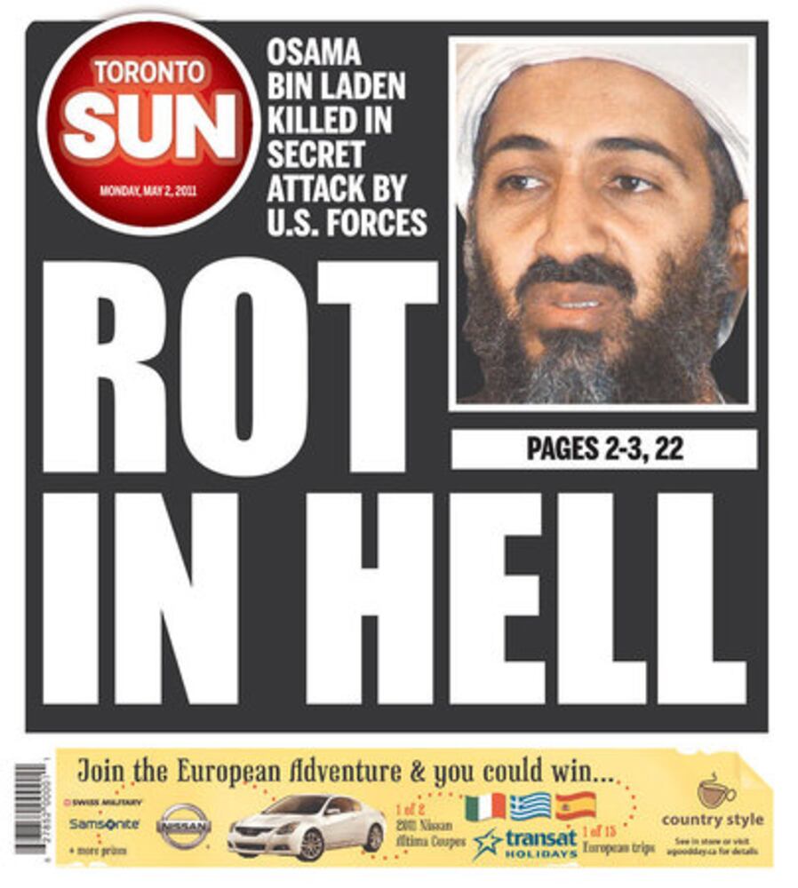 Newspapers report Osama bin Laden's death