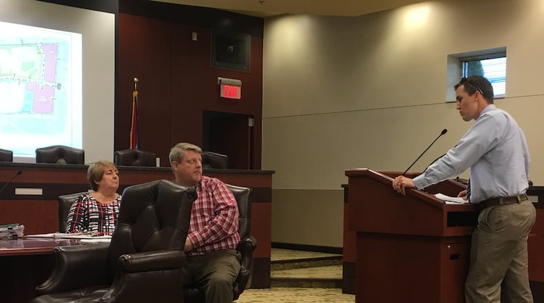 Justin Wiedle, a neighbor of the proposed development, urges Springboro officials to be “professionally skeptical” about Easton Farm development plan.