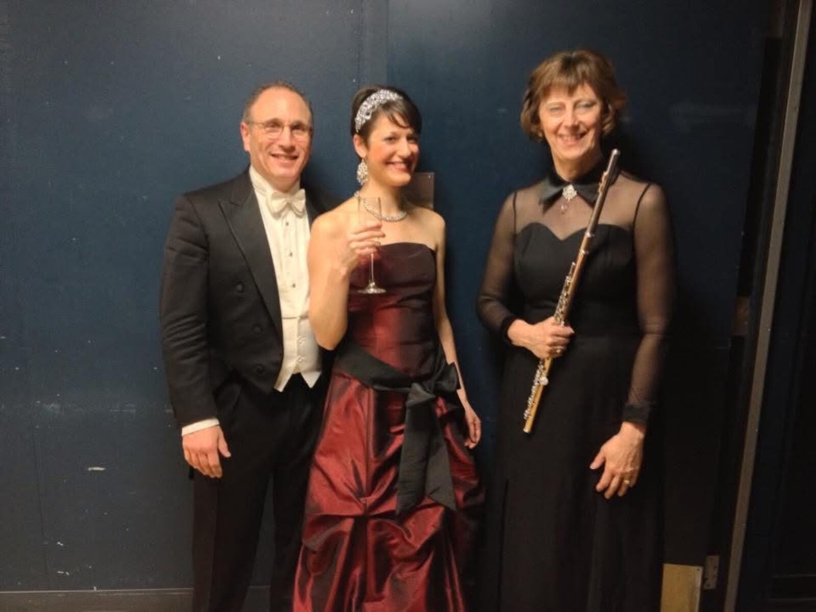 Pictured left to right at a New Year’s Eve concert in 2013: Neal Gittleman, singer Caitlin Cisler and flutist Rebecca Andres. CONTRIBUTED
