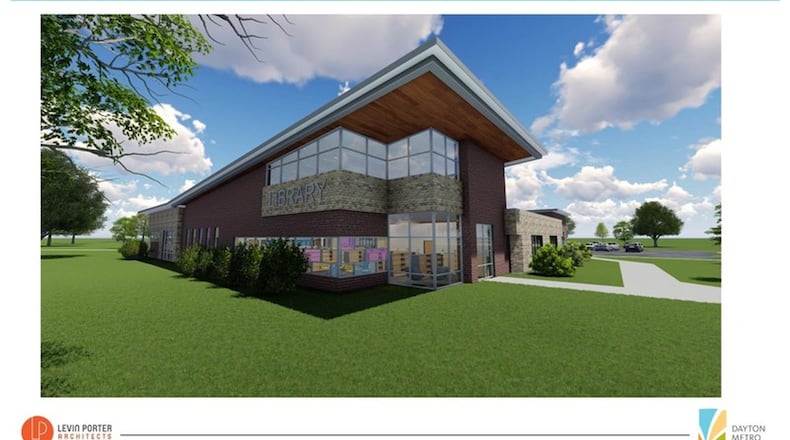 This illustration show the what the West Carrollton branch of the Dayton Metro Public Library will look like after expansion, which is set to increase space by half. CONTRIBUTED ILLUSTRATION The West Carrollton branch of the Dayton Metro Public Library, which is connected to the city’s civic center on East Central Avenue, is set to close Saturday, Sept. 2 for expansion. CONTRIBUTED ILLUSTRATION