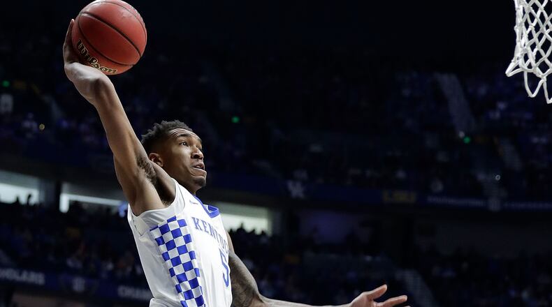 NASHVILLE, TN - MARCH 12: Malik Monk #5 of the Kentucky Wildcats drives against the Arkansas Razorbacks during the championship game at the 2017 Men’s SEC Basketball Tournament at Bridgestone Arena on March 12, 2017 in Nashville, Tennessee. (Photo by Andy Lyons/Getty Images)