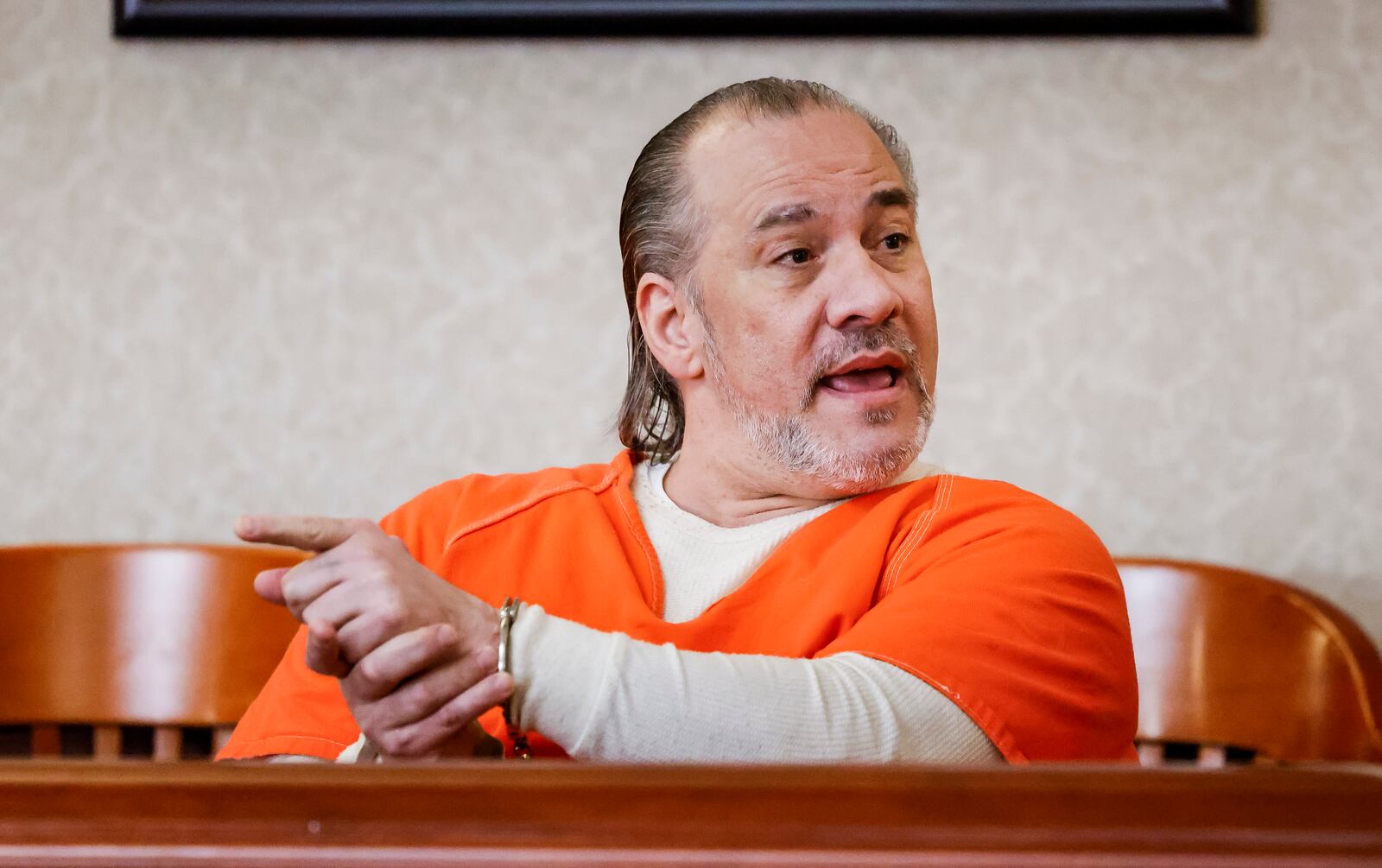 Toby Madden, accused of stabbing his girlfriend to death in 2022 in Hamilton, appeared in Butler County Common Pleas Court Monday, Jan. 8, 2024 for a pre-trial hearing to get Judge Jennifer McElfresh to let him represent himself. Madden was denied and trial will start January 22. NICK GRAHAM/STAFF