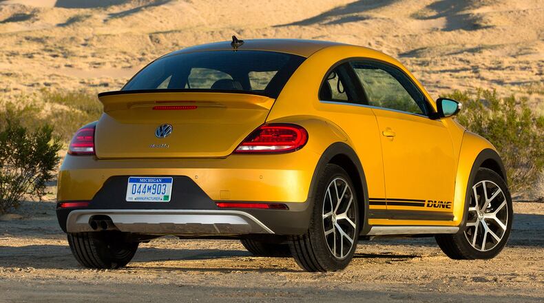 At the back, the Beetle Dune features a large spoiler, standard LED taillights and a bumper design that integrates matte black and aluminum elements. VOLKSWAGEN PHOTO