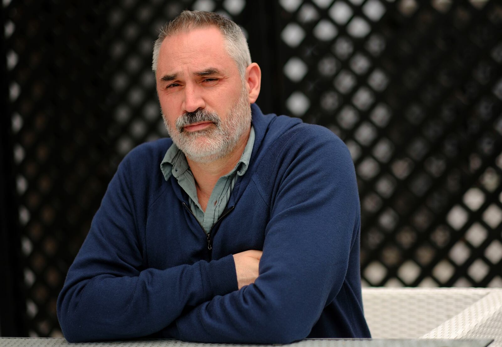 Alex Garland, co-writer and co-director of the film "Warfare," poses for a portrait at the London Hotel, Friday, March 28, 2025, in West Hollywood, Calif. (AP Photo/Chris Pizzello)