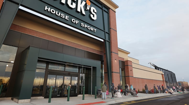 Shoppers waited outside in line for several hours Friday, March 7, 2025 for the grand opening of the new Dick's House of Sport at Fairfield Commons. MARSHALL GORBY\STAFF