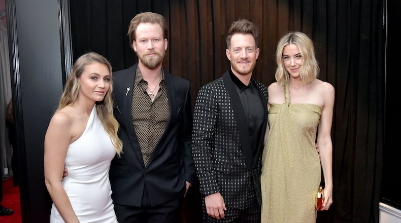 LOS ANGELES, CA - FEBRUARY 10: (L-R) Brittney Kelley, Brian Kelley and Tyler Hubbard of 'Florida Georgia Line', and Hayley Stommel attend the 61st Annual GRAMMY Awards at Staples Center on February 10, 2019 in Los Angeles, California. (Photo by Neilson Barnard/Getty Images for The Recording Academy)