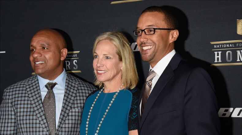 SAN FRANCISCO, CA - FEBRUARY 06: (L-R) NFL coach Hue Jackson, Dee Haslam and Sashi Brown attend the 5th Annual NFL Honors at Bill Graham Civic Auditorium on February 6, 2016 in San Francisco, California. (Photo by Tim Mosenfelder/Getty Images)