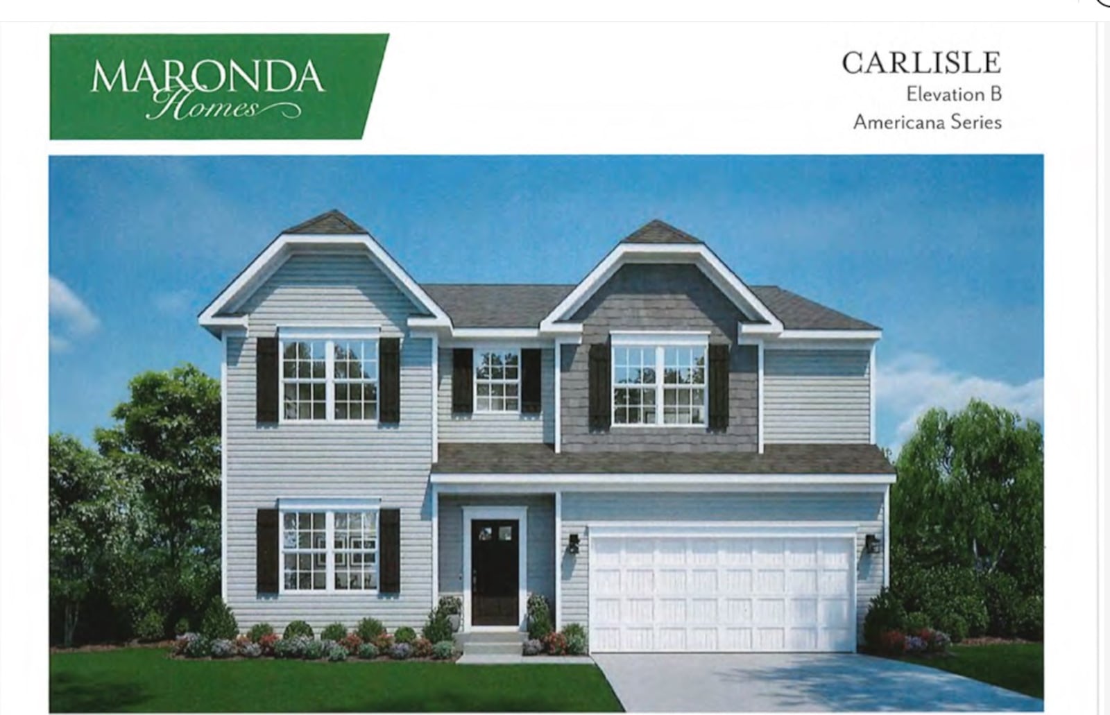 A drawing of a Maronda home included in Beavercreek planning documents. City planners weighed a proposal for 53 new homes south of Rushton Road. Beavercreek city documents.