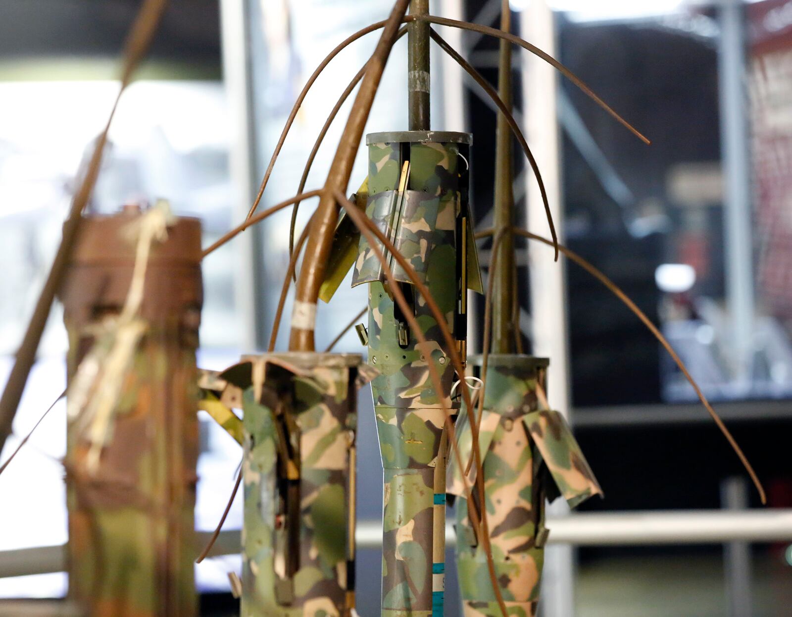 The Igloo White program during the Vietnam War involved dropping these seismic and acoustic listening devices from aircraft to the jungle floor.  Camouflaged and designed with acoustic ports that resemble branches, the devices assisted in locating vehicles and personnel along the Ho Chi Minh Trail.    TY GREENLEES / STAFF
