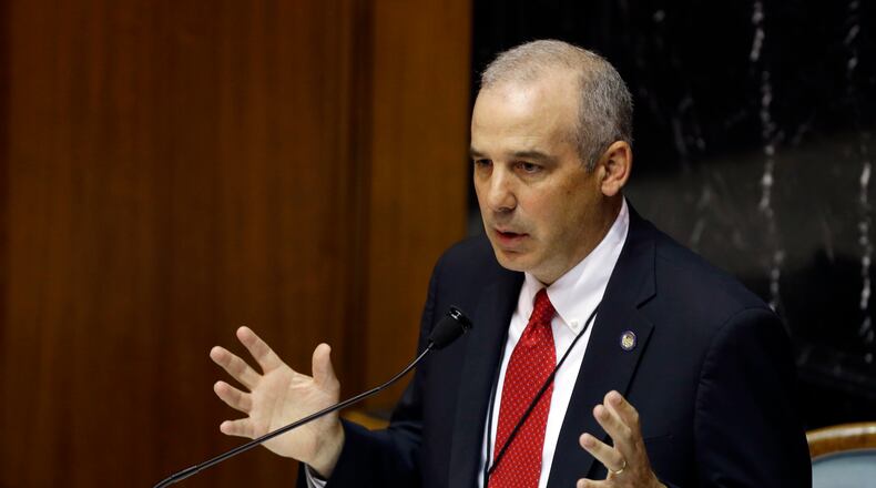 Ohio Senate President Matt Huffman says he wants Ohio K-12 students to take state tests this spring. (AP Photo/Michael Conroy, File)