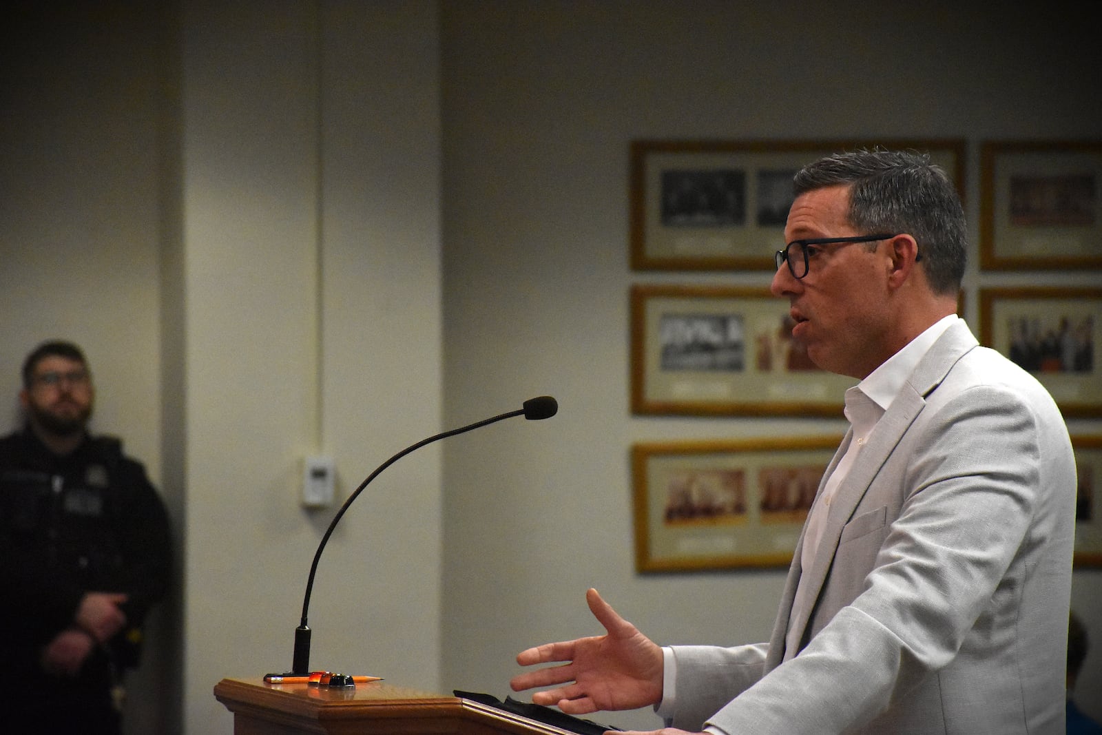 Joe Bertucci, vice president of development for Express Wash Concepts, talks about a Flying Ace Express Car Wash that was proposed for Dayton's Belmont neighborhood. The city commission decided not to advance the project. CORNELIUS FROLIK / STAFF