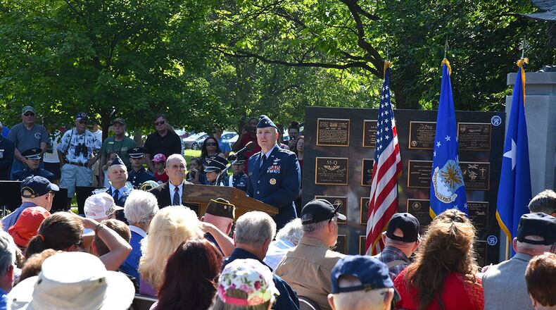 Maj. Gen. Carl Schaefer, deputy commander, Air Force Materiel Command, serves as the keynote speaker on the 75th anniversary of D-Day June 6 at the National Museum of the U.S. Air Force. (U.S. Air Force photo/Ken LaRock)
