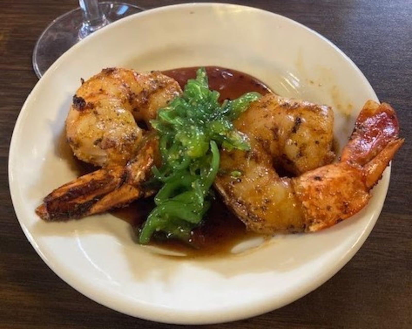 At Jay's, the blackened shrimp with a teriyaki glaze is served over seaweed salad. RAY MARCANO/CONTRIBUTED