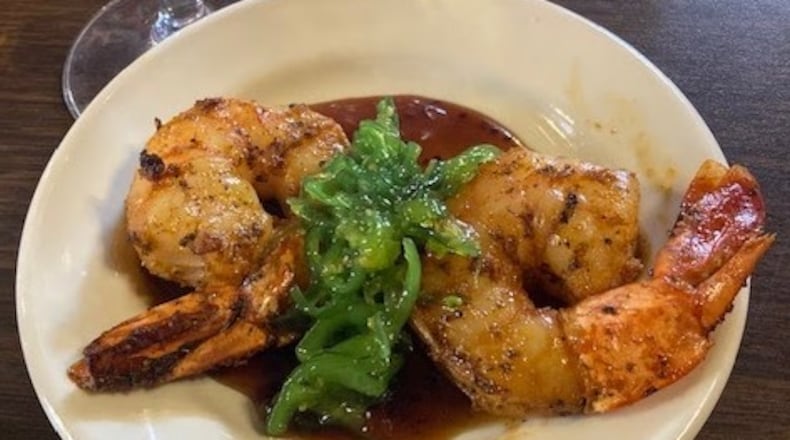 At Jay's, the blackened shrimp with a teriyaki glaze is served over seaweed salad. RAY MARCANO/CONTRIBUTED