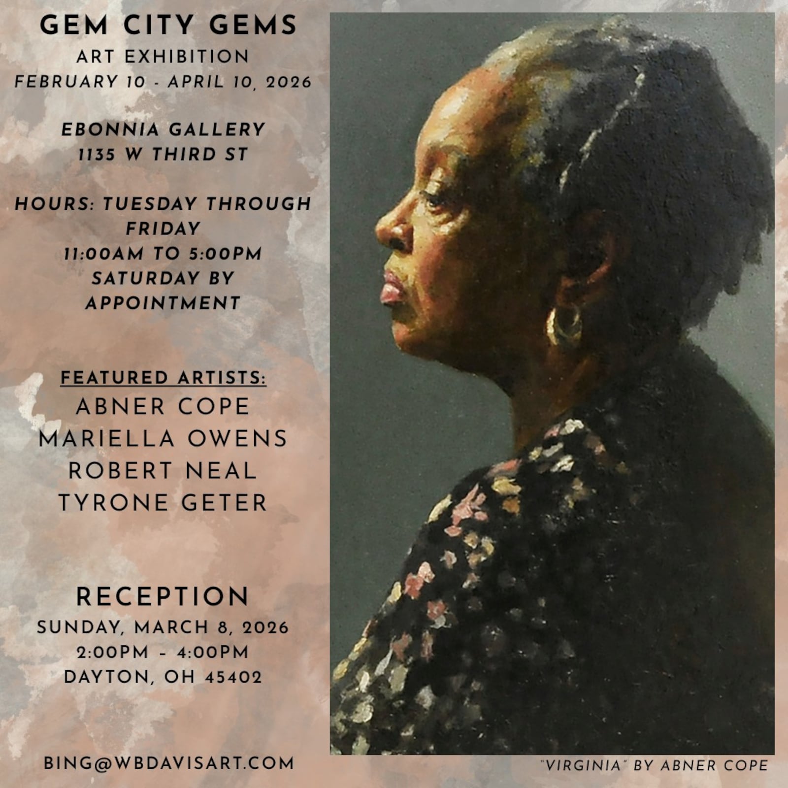 "Gem City Gems," an exhibition of African American artists, continues through April 10 at EbonNia Gallery with a reception happening March 8. CONTRIBUTED