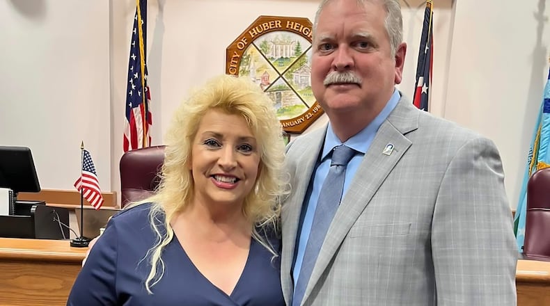 Davidson (Left) with her husband, Scott Davidson, who was elected to the Huber Heights Chamber in 2024. CONTRIBUTED