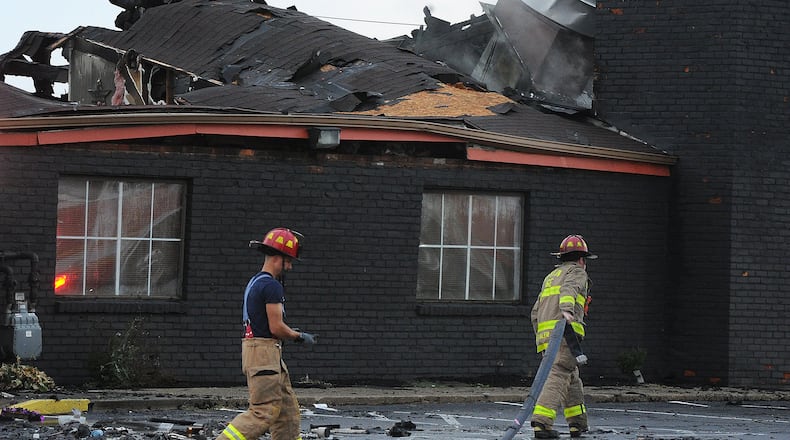 The Legacy Pancake House at 1510 N. Keowee St. is considered to be a total loss after heavy flames destroyed the restaurant Thursday morning Oct. 19, 2023. MARSHALL GORBY\STAFF