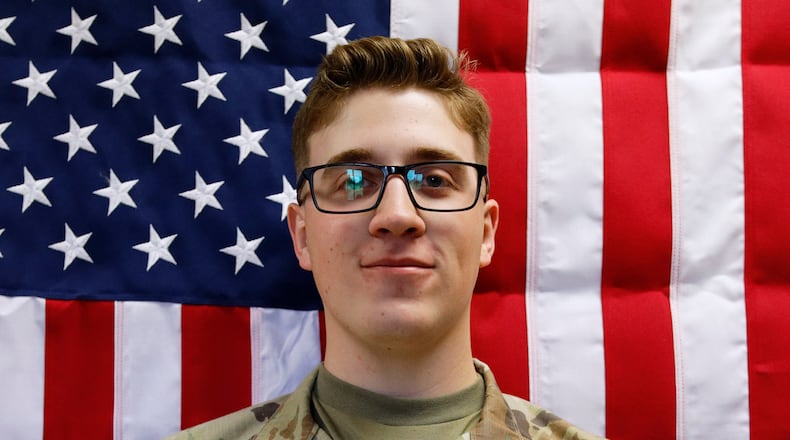 This image provided by the U.S. Army shows Sgt. Declan Coady, 20, of Des Moines, Iowa, in this May 16, 2025, photo. (Sgt. Brent Newton/U.S. Army via AP)