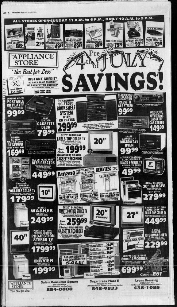 Fourth of July advertisement pages