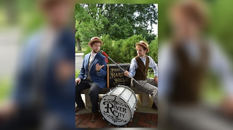 Bobby Morgan (left) and John Morgan portray Harold Hill in Epiphany Lutheran Church's production of "The Music Man." CONTRIBUTED