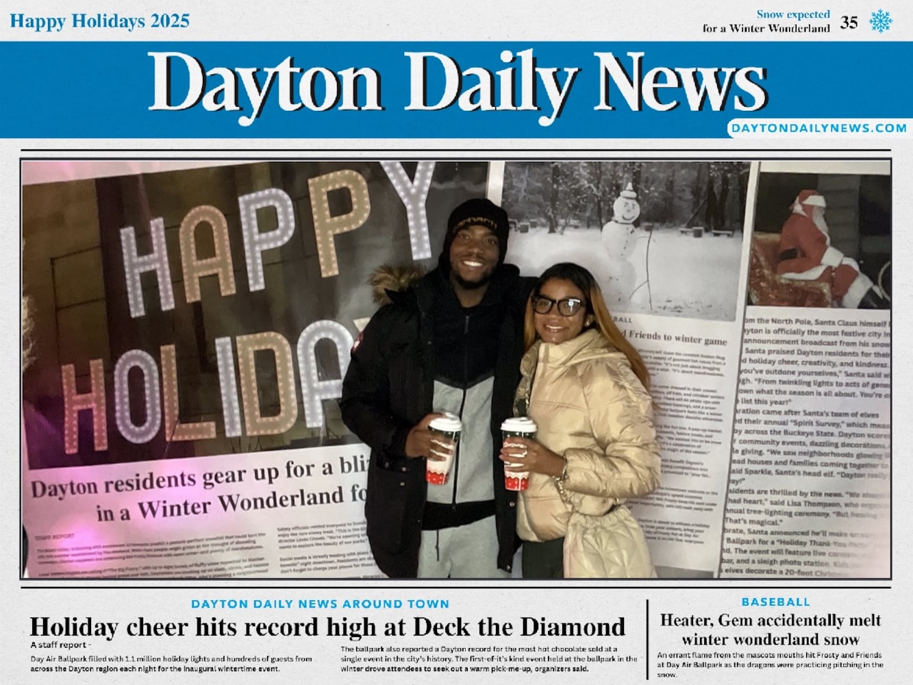 "Front Page News" photobooth at Deck the Diamond