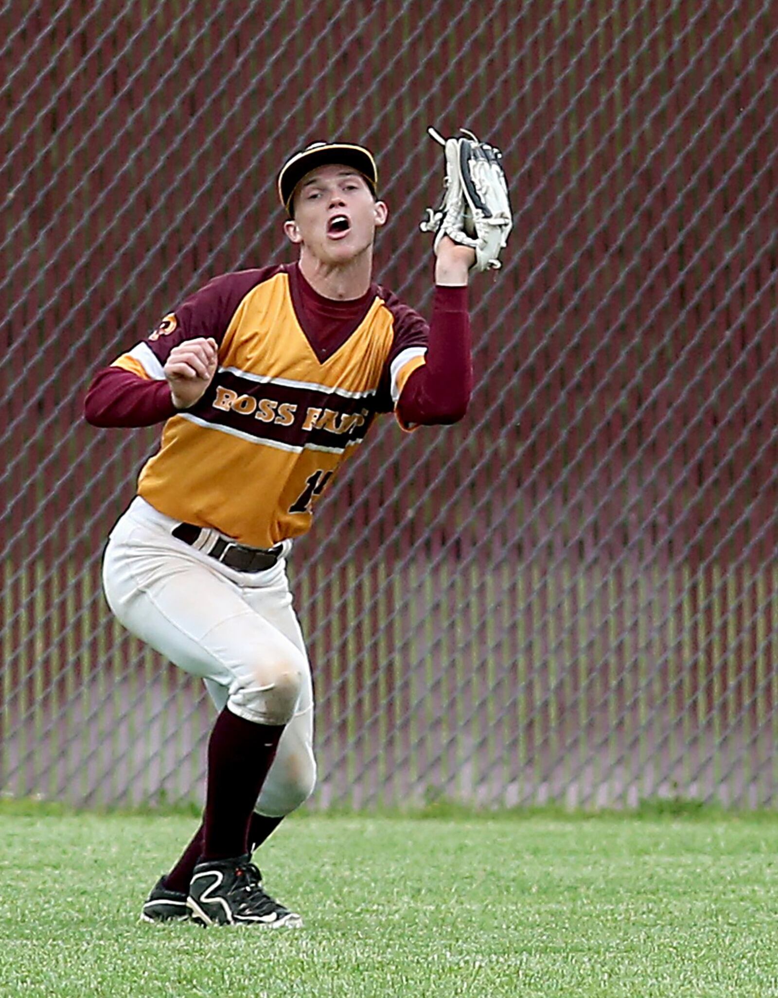 Ross center fielder Joey Wright catches an Eaton fly ball Thursday during a Division II sectional game at Ross. CONTRIBUTED PHOTO BY E.L. HUBBARD
