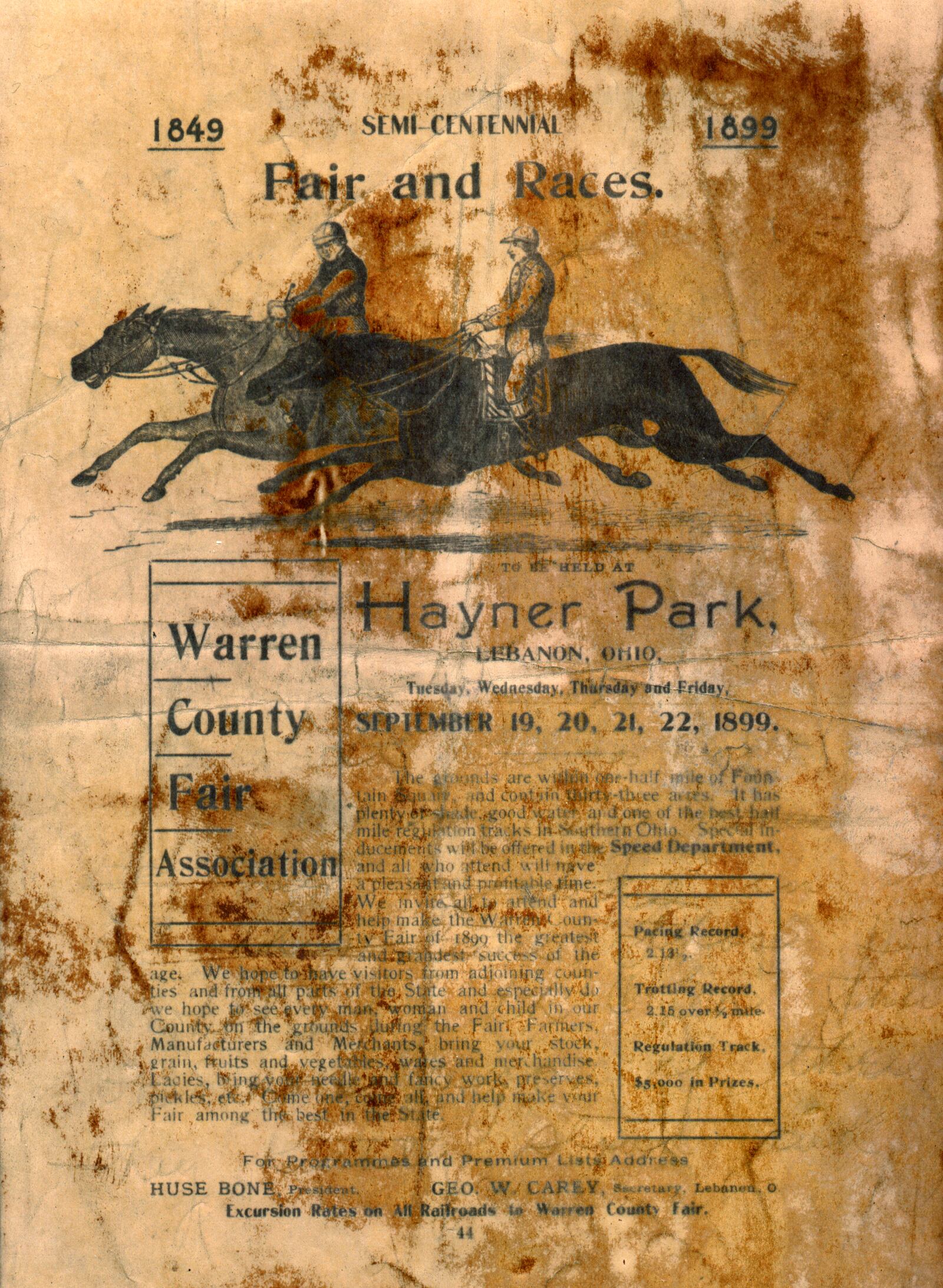 An advertisement for the 1899 Warren County Fair, encouraging visitors from near and far to attend to make the fair "the greatest and grandest success of the age." DAYTON DAILY NEWS ARCHIVE
