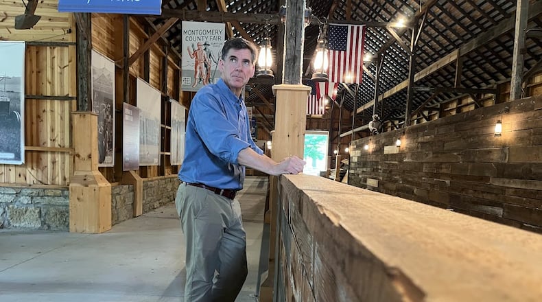 Brady Kress, president and chief executive of Dayton History, at Horse Barn 17, which has moved from the former Montgomery County Fairgrounds to Carillon Park more than three years ago. THOMAS GNAU/STAFF