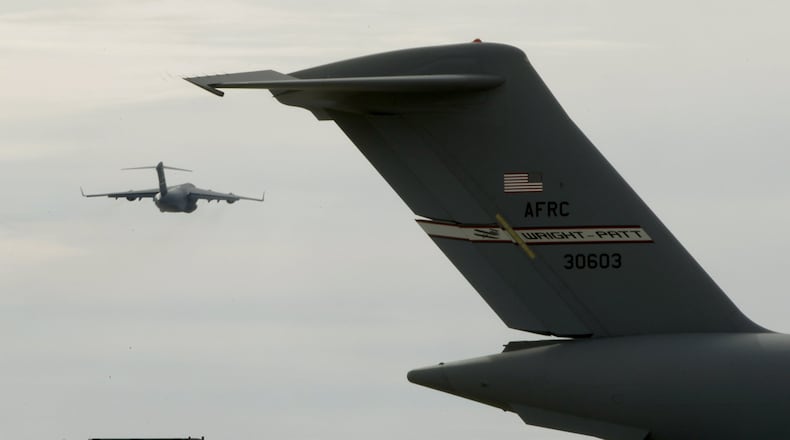 A C-17 takes off from Wright-Patterson Air Force Base. LISA POWELL / STAFF FILE PHOTO