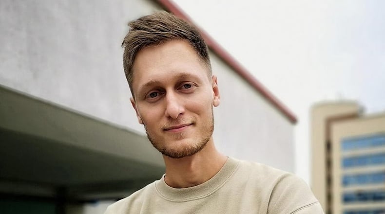 This undated photo provided by Belarusian Association of Journalists shows Belarusian journalist Pavel Dabravolski in Belarus, who was sentenced to nine years in prison on charges of treason. (Belarusian Association of Journalists via AP)