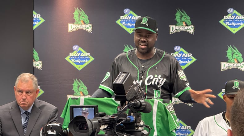 Dragons manager Vince Harrison Jr. addresses reporters on media day 2025