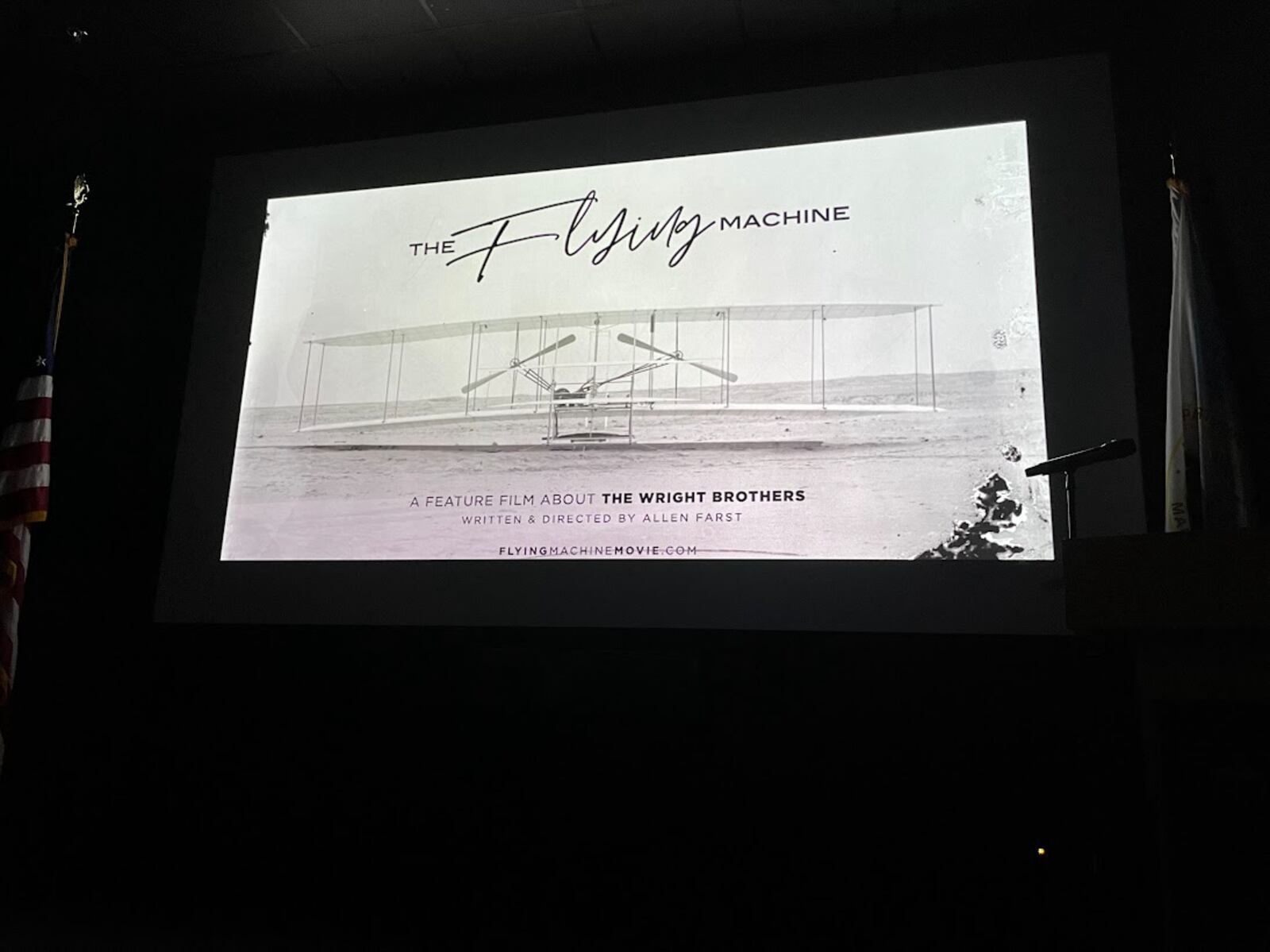 A shot from the fanfare showed for The Flying Machine, the latest project planned by Dayton-area filmmaker Allen Farst, who wants to make the first full-length feature film about the Wright Brothers, based on the Tom Crouch biography, "The Bishop's Boys." THOMAS GNAU/STAFF