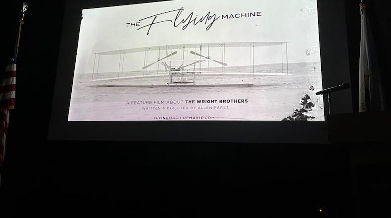 A shot from the fanfare showed for The Flying Machine, the latest project planned by Dayton-area filmmaker Allen Farst, who wants to make the first full-length feature film about the Wright Brothers, based on the Tom Crouch biography, "The Bishop's Boys." THOMAS GNAU/STAFF