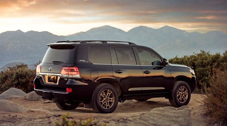 This photo from Toyota shows the 2021 Land Cruiser, a rugged three-row SUV with impressive off-road capabilities. (Sean C. Rice/Toyota Motor Sales U.S.A. via AP)