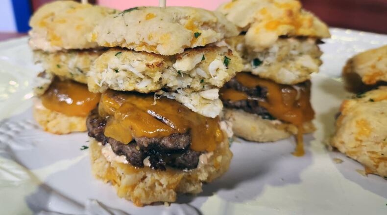 Cheddar bae burger sliders from Dayton Street Snacks (CONTRIBUTED PHOTO).