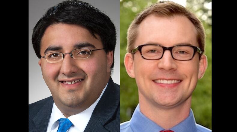 State Rep. Niraj Antani, R-Miamisburg, left, and Democrat Zach Dickerson, also of Miamisburg, are facing each other in November for the District 42 seat in the Ohio House. SUBMITTED