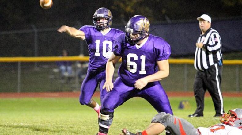 Mechanicsburg lineman Dylan Hartley (61) was the offensive MVP of the South small-school team. FILE PHOTO