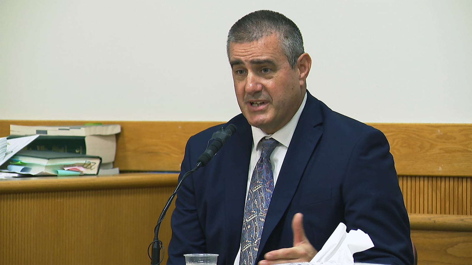 Rhode Island basketball coach Aaron Thomas testifies on Monday, May 5, 2025 in Wakefield, R.I. (WPRI via AP, Pool)