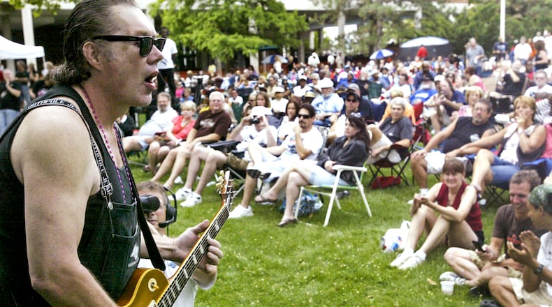 The Sonny Moorman Group performs for the large audience of music fans during Michelob Dayton Blues Festival at Dave Hall Plaza in downtown Dayton.