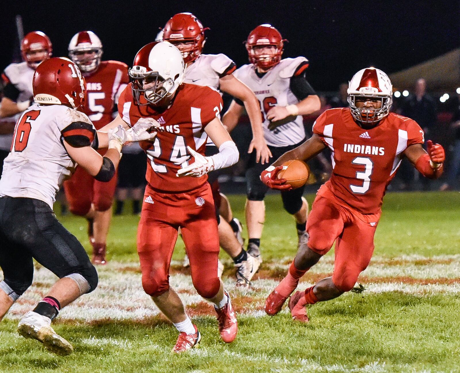 Carlisle’s D.J. Chambers (3) looks for running room during an Oct. 6 game against visiting Madison. The Mohawks won 31-14. NICK GRAHAM/STAFF