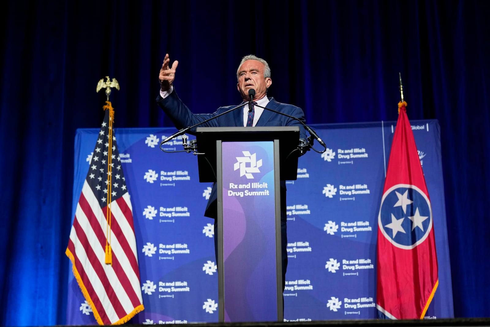 Health and Human Services Secretary Robert F. Kennedy Jr. speaks at the Rx and Illicit drug Summit, Thursday, April 24, 2025, in Nashville, Tenn. (AP Photo/George Walker IV)