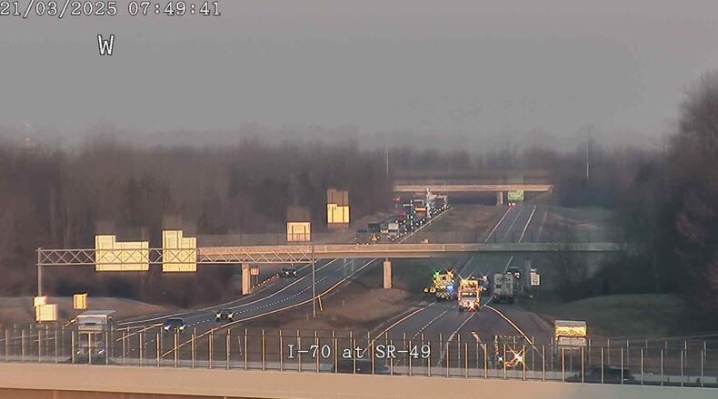 A semi crash closed Interstate 70 West in Montgomery County on Friday, March 21, 2025.