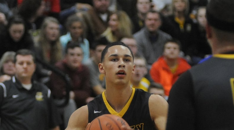 Andre Gordon made a last-second game-winning shot. Sidney beat host Greenville 68-67 in a GWOC North boys high school basketball game last January. MARC PENDLETON / STAFF