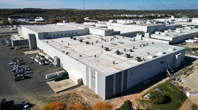 Shearer’s Foods started production of tortilla chips on its first line at its new $106 million facility at 4100 Springboro Pike in Moraine Monday, Dec. 1, 2025. The company, which is the largest private-label salty snack manufacturer in North America, said its corn chip production line will start in January and potato chip production in February. NICK GRAHAM/STAFF